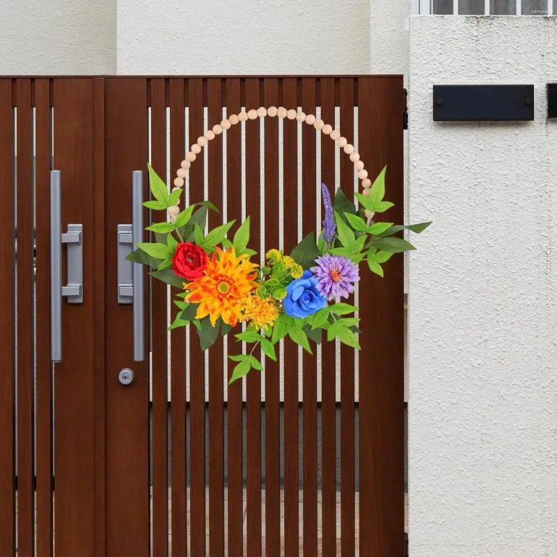 Декоративные цветы вход в передовые дверь с деревянными бусинками весна искусственное для офисного фестиваля в помещении для дома на открытом воздухе.
