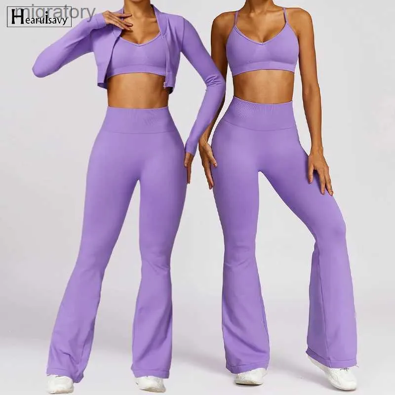 Women's Tracksuits 2-piece womens sports suit flared pants long sleeved shirt quick drying yoga suit gym yq240422