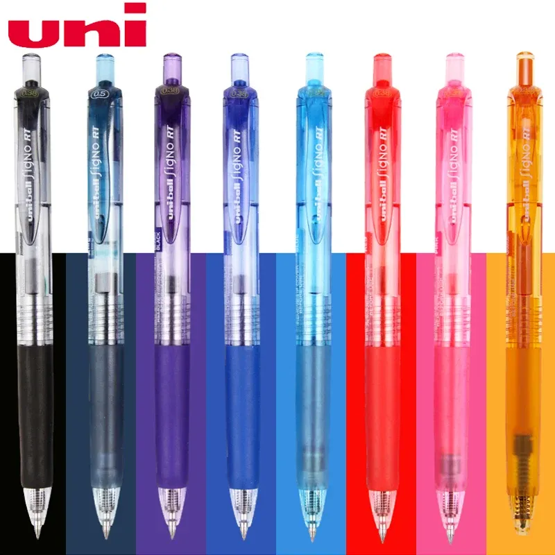 Stylos 8pcs Uni UMN138 Color Gel stylo 0,38 mm Press Bullet Signature Remarque Special Based Basy Ball Ball Fine Pen Writing Smooth