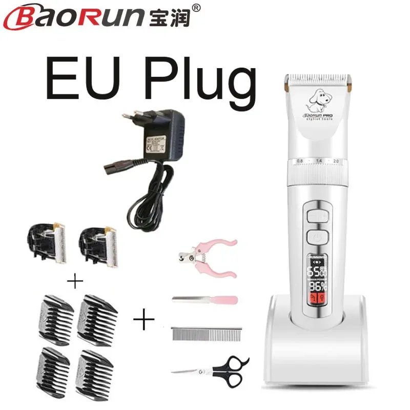 Clippers Eu Plug Baorun P9 wiederaufladbare Haustierhund -Tier -Rasierer Haarschneider Trimmer Elektrische Pflege Clipper Low Rausch Katzen Haarschnitt