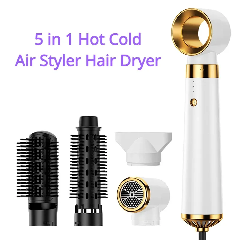 Dryer 5 in 1 Hair Dryer Hot Cold Air Styler Comb Electric Blowing Negative Ion Hair Dryer Styling Tool Auto Curling Iron Hair Dryer