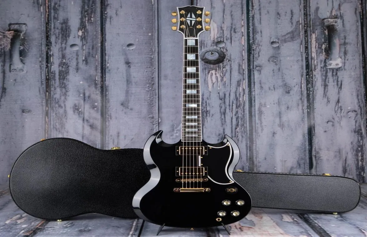 SG SG Custom 2Pickup Ebony 6 Strings SG Guitare Electric Solid Mahogany Body Gold Hardware Delivery4135640