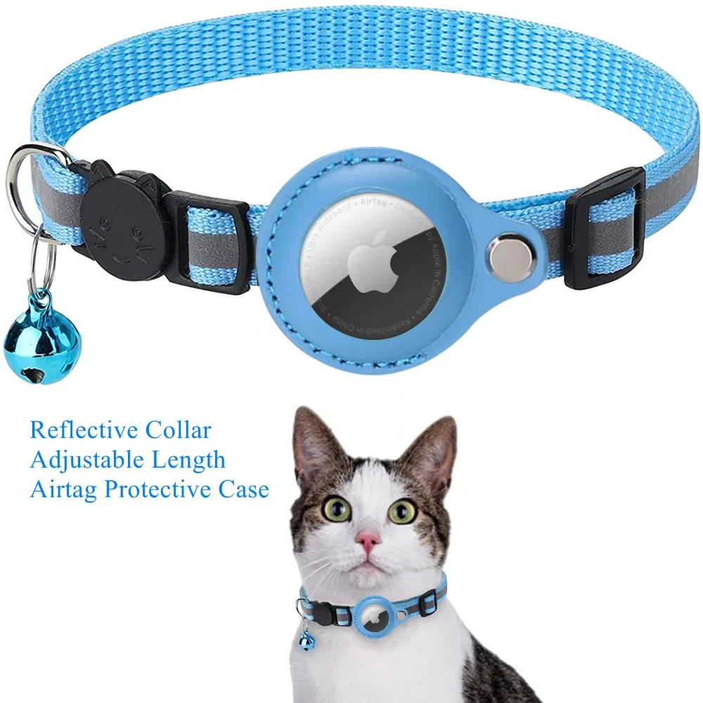 Trackers Pet GPS Tracker Airtag -Halsband für Katze mit schützender Anti -Lost -Locator -Hundezubehör reflektierende Haustierkragen Accessoires