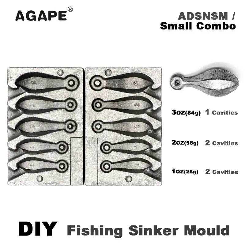 Accessoires Agape DIY Fishing Snapper Sinker Moule ADSNSM / Small Combo Snapper Sinker Moules pour la pêche 28G 56G 84G 5 CAVITES