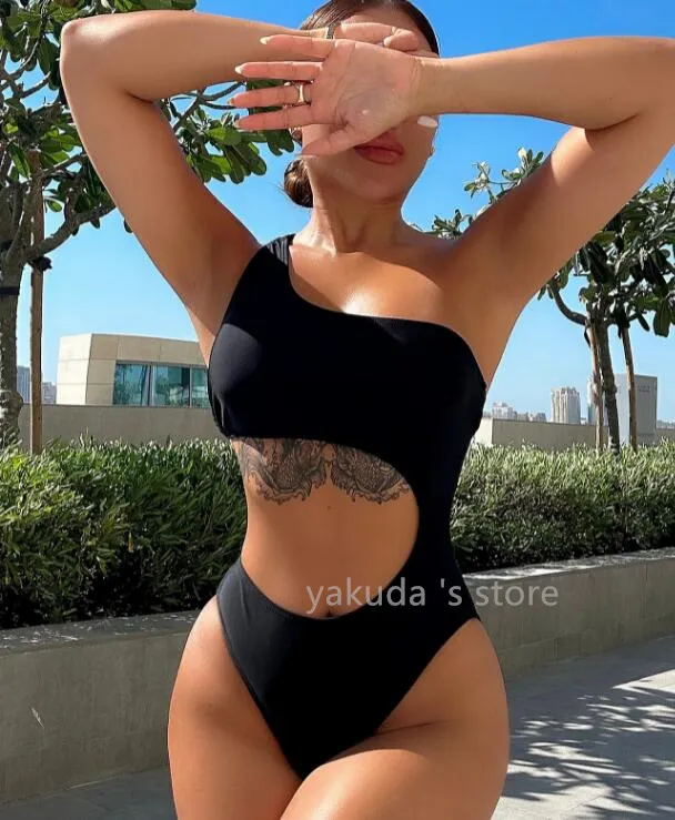 2024 Bikinis set luxury bikini swimwear Yakuda Women's split body swimsuit yoga suit Mesh splicing integrated Solid color strap sexy V-neck beige integrated desig