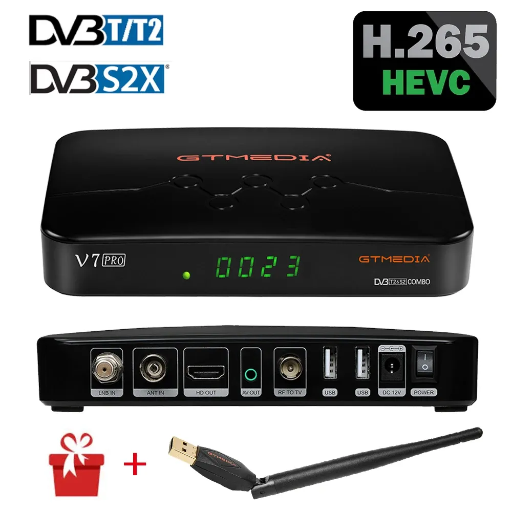 Ricevitori GTMEDIA V7 PRO Ricevitore terrestre TV satellitare Ricevitore FHD DVBS2 T2 Combo H.265 Main 10 CCAM CA STOCK CARD in Italia Spagna