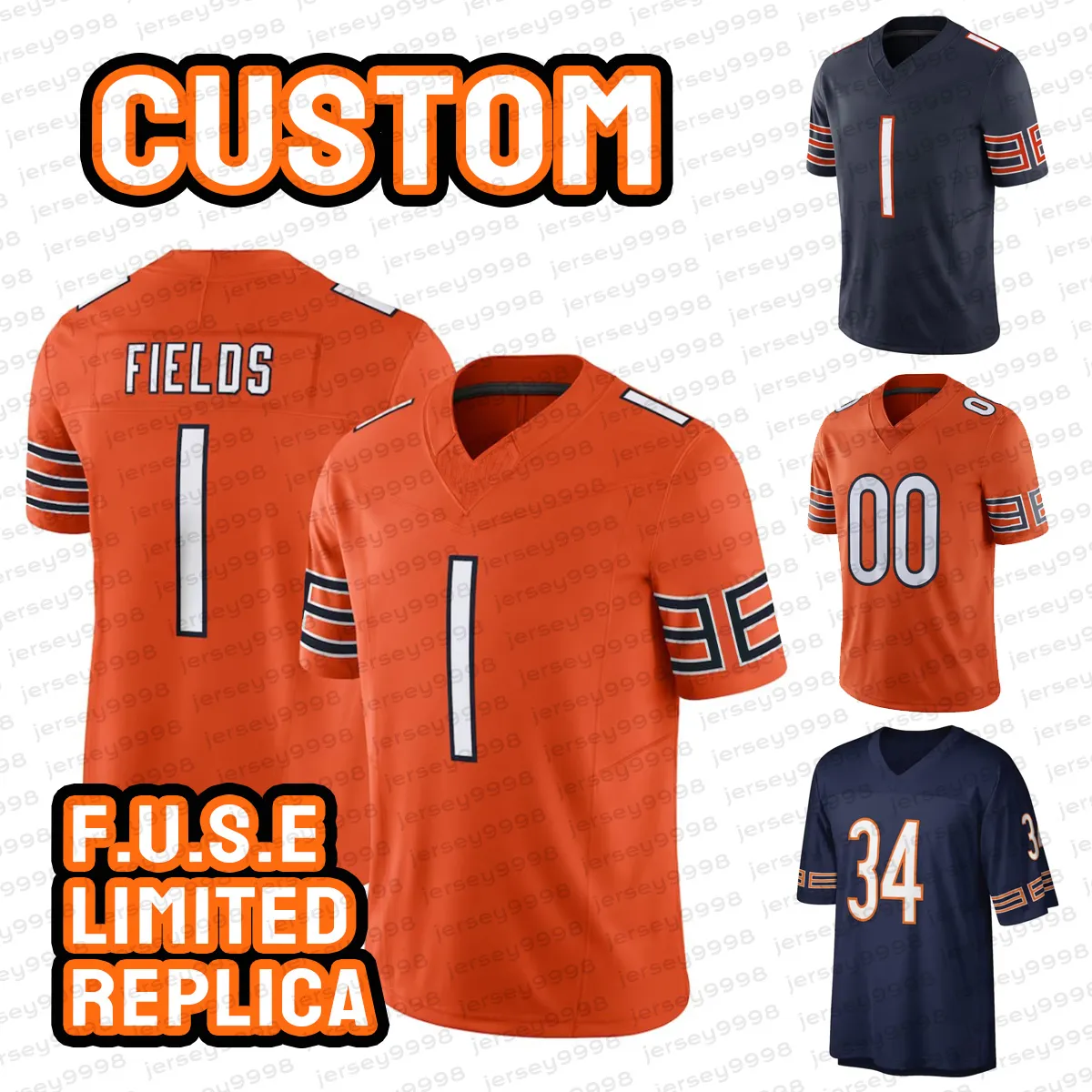 13 Caleb Williams DJ Moore Jersey Justin Fields Jaquan Brisker Darnell Wright Mooney Cole Kmet Tremaine Edmunds Devin Hester Walter Legacy Réplica Jersey