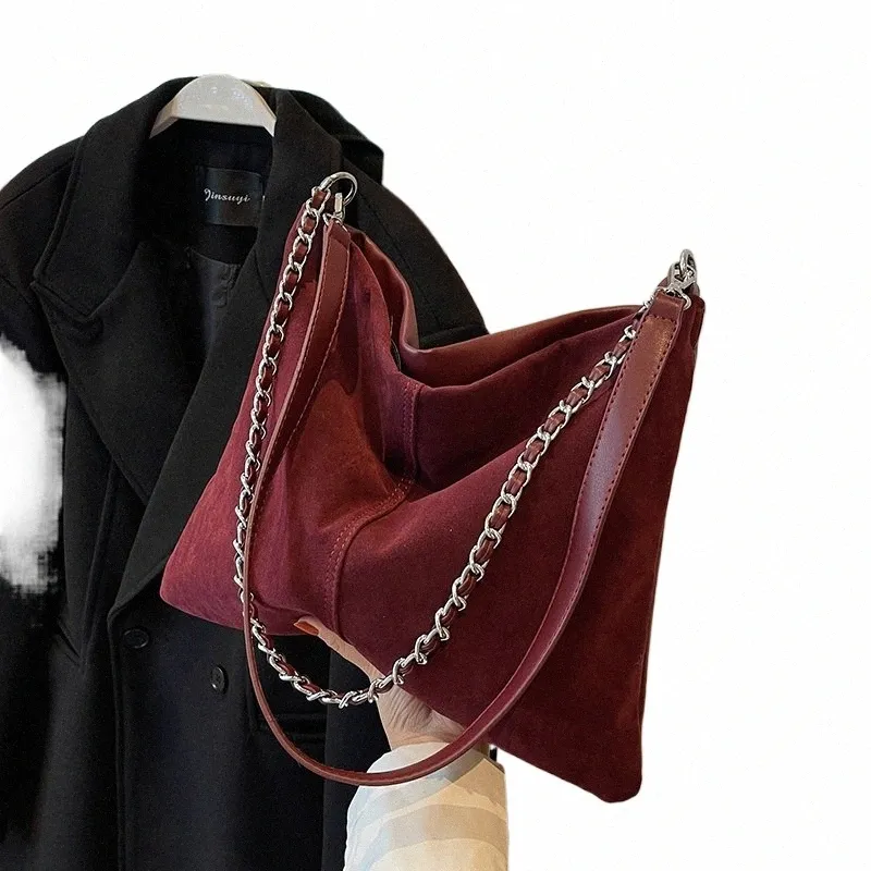 Bolsos de hombro de color sólido de lema retro izquierdo para mujer Bag 2023 Winter PU Leather Lady Bolsos y carteras de cadena vintage I05W#