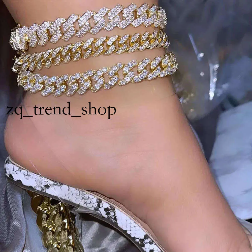 Flatfoosie Hip Hop Iced Out Chunky Cuba Cuban Chain Cheving pour femmes Bracelet de cheville de liaison de liaison Bijoux Barefoot 40