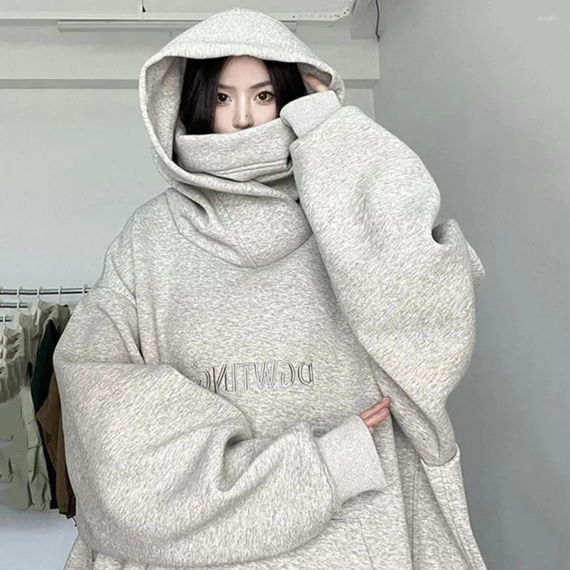 Kvinnors hoodies Kvinnkläder Autumn Hoodie Pullover Mid-Long Winter Fashion Hooded Oversize Women Sweatshirts High Street Hip Hop Tops