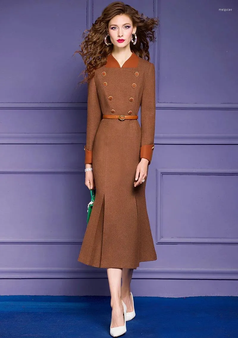 Midi Trumpet Woolen Dress for Women Autumn Winter Vintage Plus Size Office  Work Wear from Dhgate Basic & Casual Dresses - price 151.1