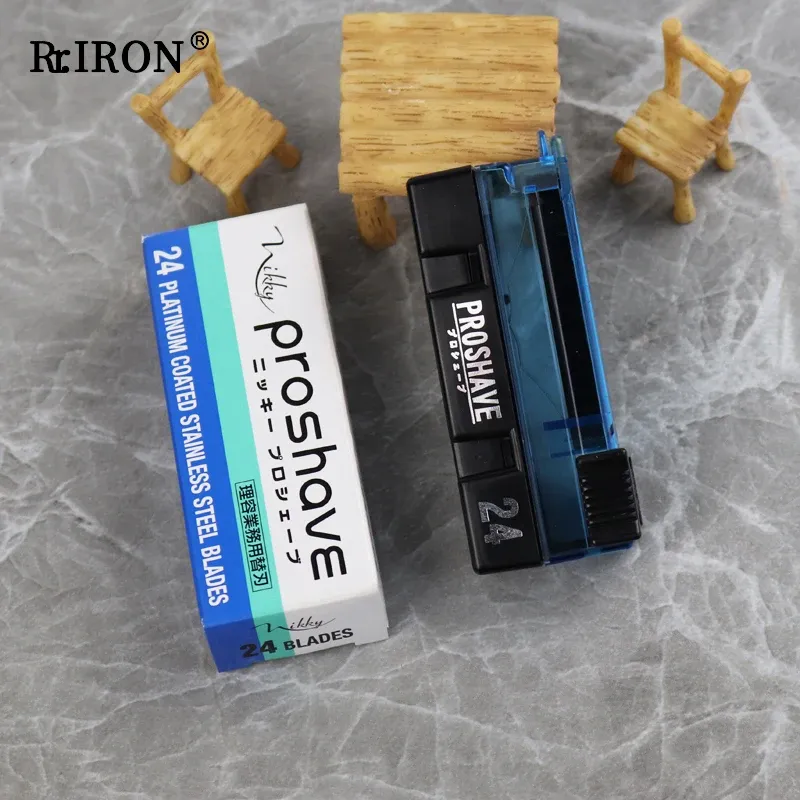 Blades RIRON 24pcs/Box For Feather Razor Blades Stainless Steel Hairdressing Shaving Blade