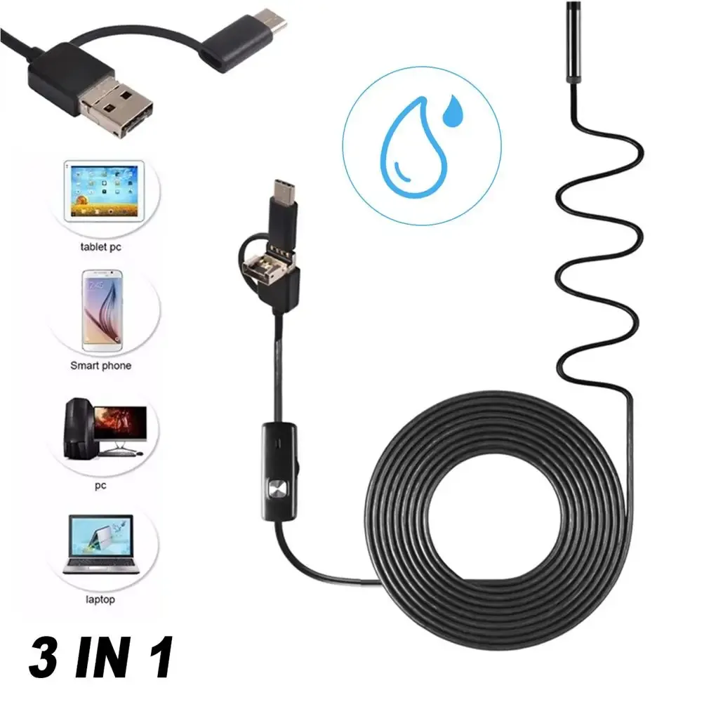 Cameras 5.5mm Endoscoop Camera USB Endoscope HD Inspection Camera 6 Adjustable LED IP67 Waterproof Borescope for Android Phone Windows