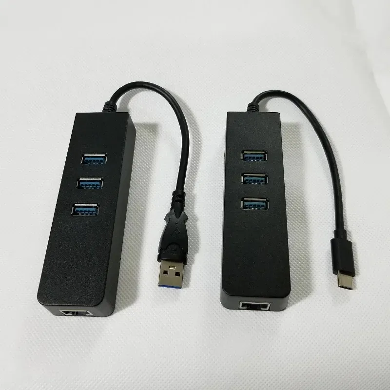 2024 USB3.0 Gigabit Ethernet Adapter 3ポートUSB 3.0ハブUSBからRJ45 LANネットワークカード