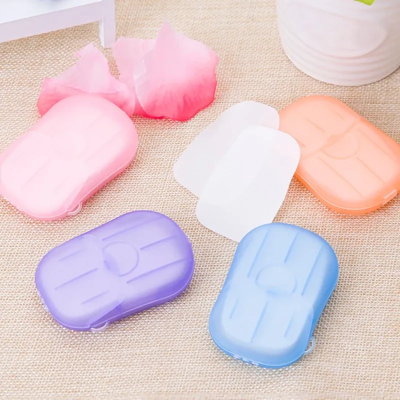 Naczynia 20pcs Nowe przenośne mini jednorazowe mydło do mydła z papieru