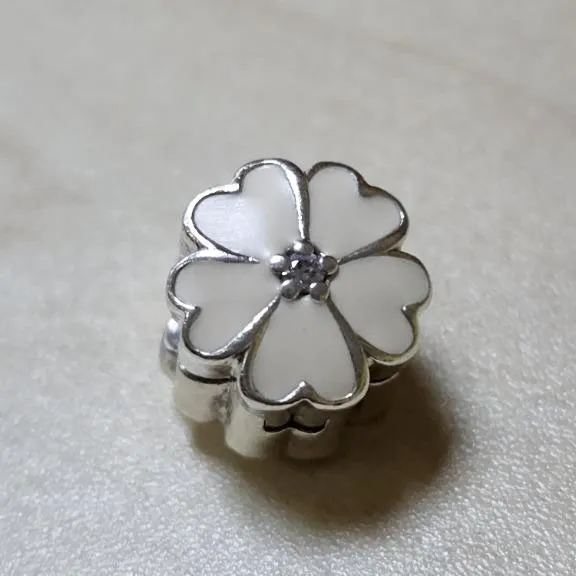 Authentic 925 Sterling Silver White Primrose Clip for Anti-Slip Positioning Clasp Charm Bracelet Jewelry 791822EN12 DIY Bracelet Charm