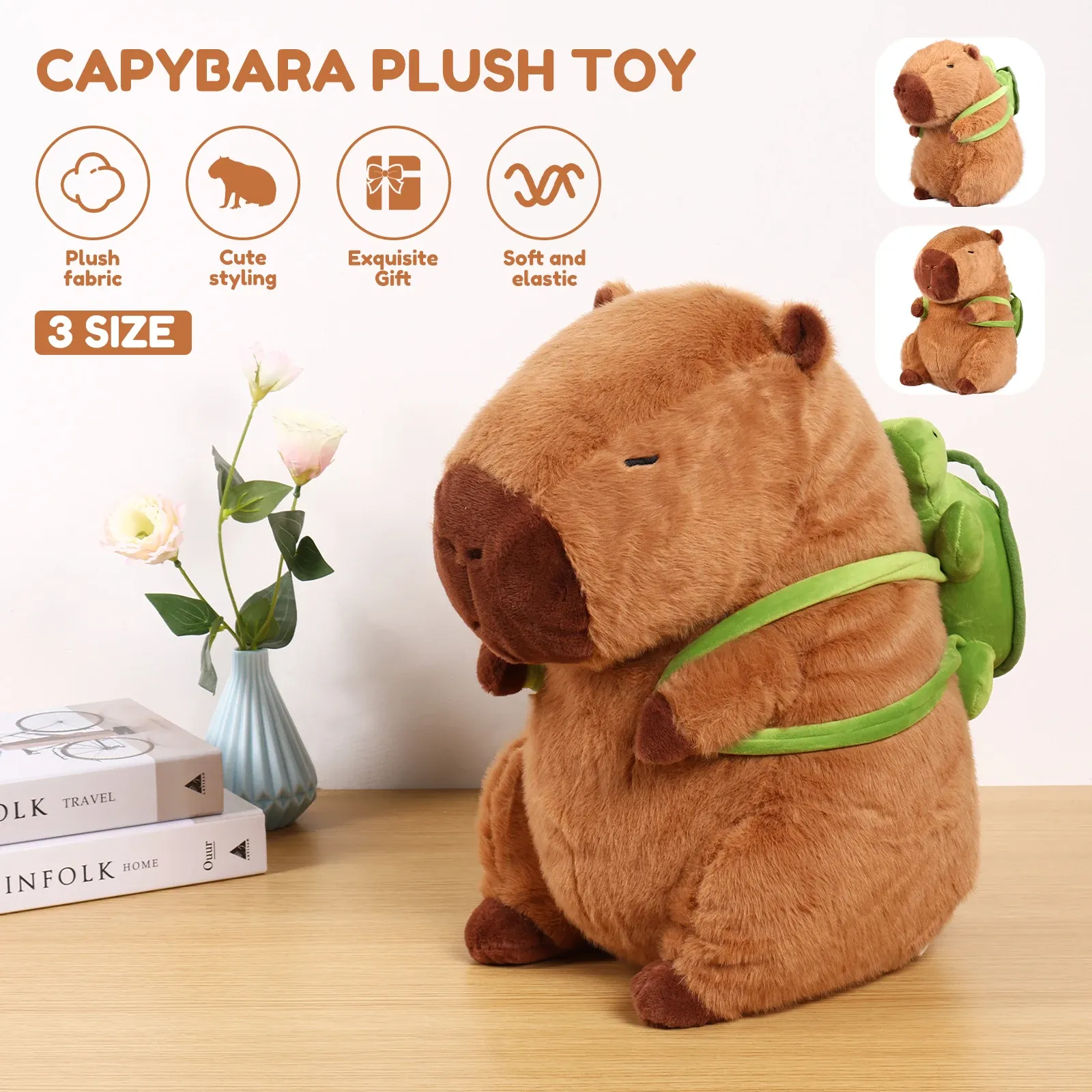 Puppen Capybara Plüschspielzeug niedliche Capybara gefülltes Spielzeug Ultrasoft Capybara Plüsch Doll Wurfkissen 23 cm/33 cm/45 cm Capybara Plüsch Puppengeschenk