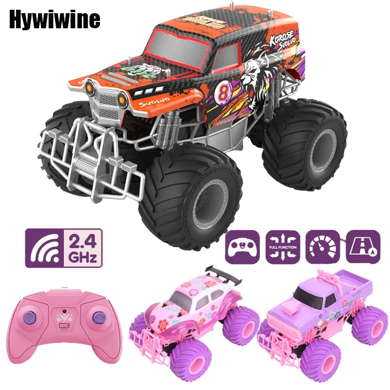 Bil RC Car Pickup Trucks Electric Climbing Offroad Big Wheel Pink Purple 2.4G Remote Control Toy for Girls Children Birthday Present