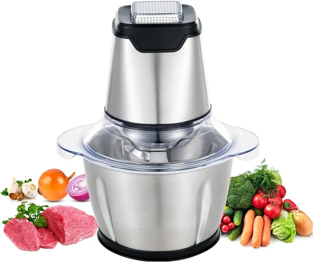 Processorer Food Chopper, 5 Cup Food Processor Mini Electric, 1.2L 250W Mötkvarn med 4 bilevelblad, mincer i rostfritt stål