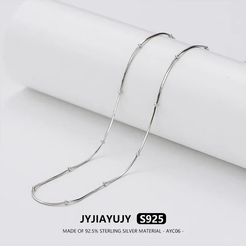 Necklaces JYJIAYUJY 100% Sterling Silver S925 Necklace 40/45/50CM Snake Chain With 1.5MM Ball Rhodium Plated Jewelry Gift Daily AYC06