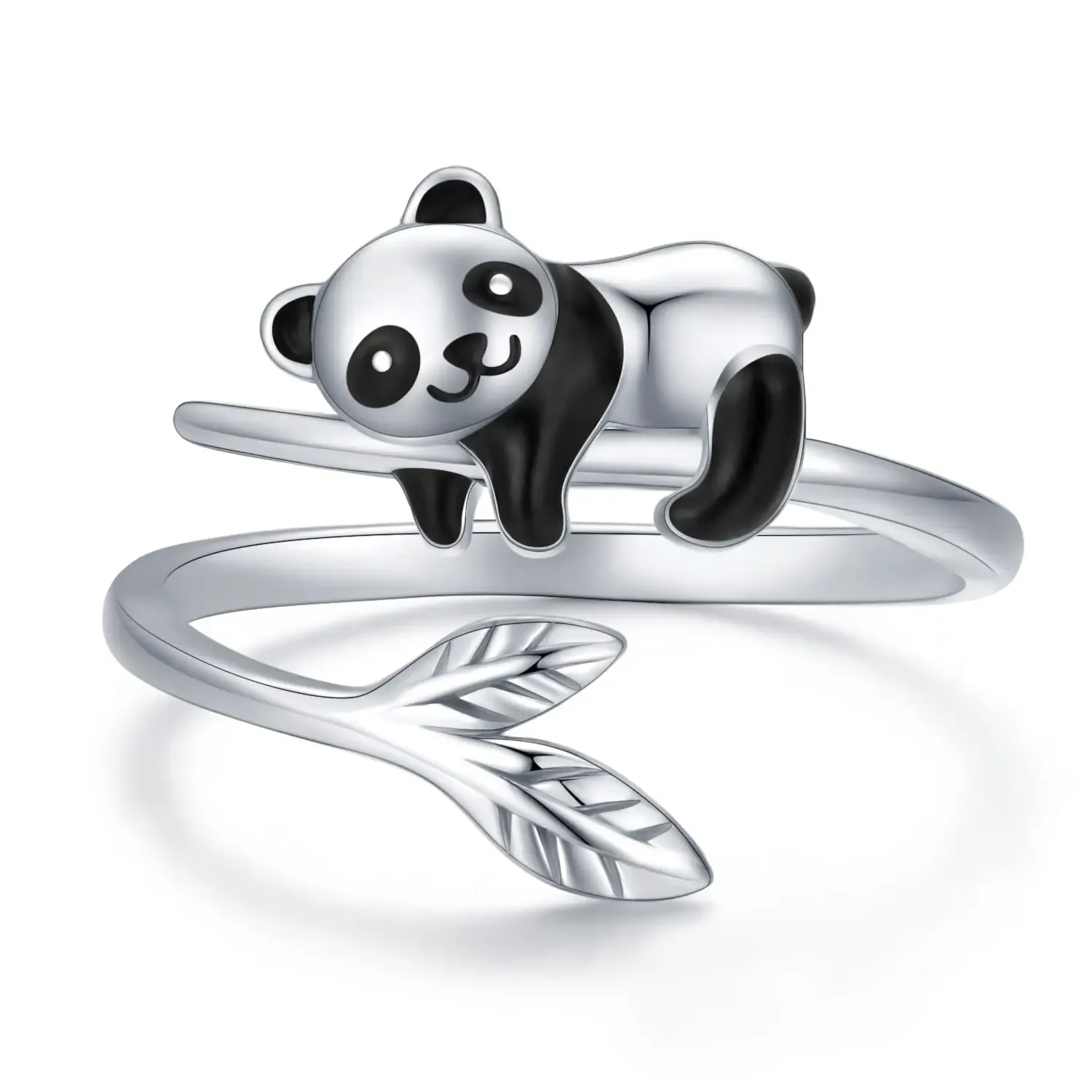 Bands 2New Harong Creative New Trend Lifelike Cute Panda Bamboo Ring Animal Open Rings for Girl Women Men Party Jewelry Gift