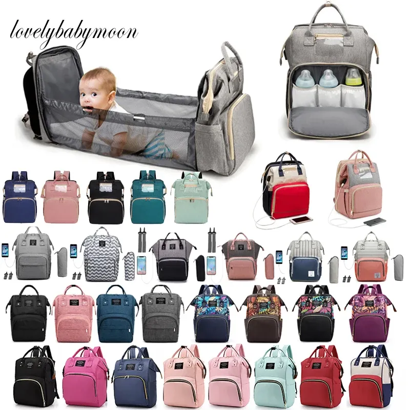 Bolsas Drop Shipping de bolsas de fraldas de grande capacidade Backpack Backpack Viagem Portátil Multifuncional Dobra Casamento de bebê Carrinho à prova d'água