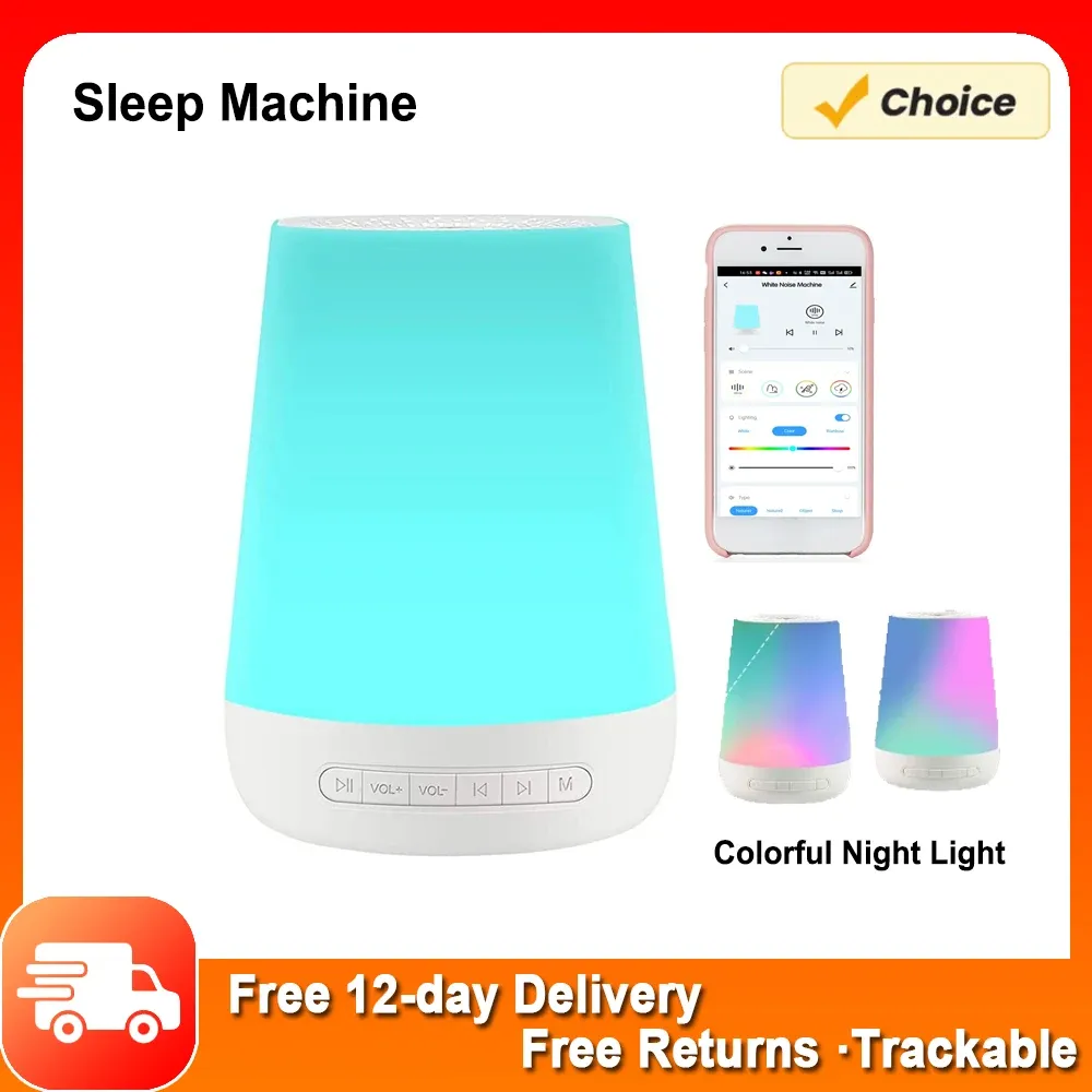 Control Smart White Noise Machine Baby Sleep Sound Machine Colorful Night Lights 34 Soothing Sounds Supports Voice APP Remote Control