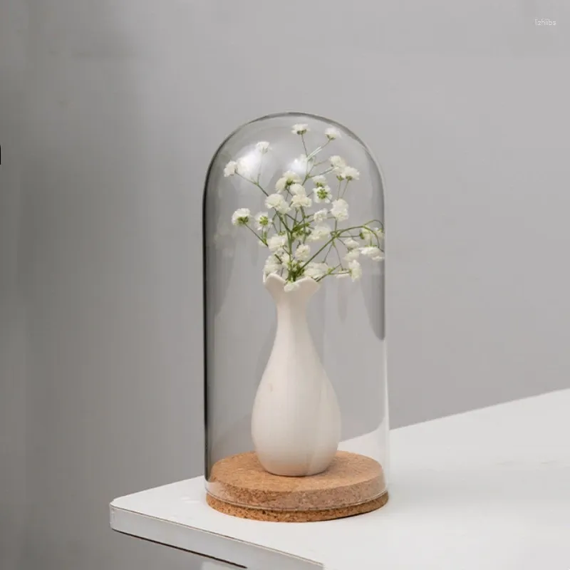 Bouteilles 12 35 cm en verre dôme vase ami cadeau de liège couverture transparente couverture de fleur sèche rangement de fleur de sèche