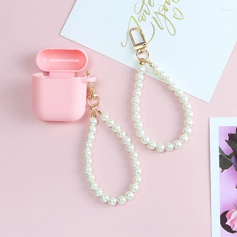 Figurines décoratines Perles Keychains d'alliage perlé pour femmes sac de voiture minimaliste Bluetooth Clé des anneaux