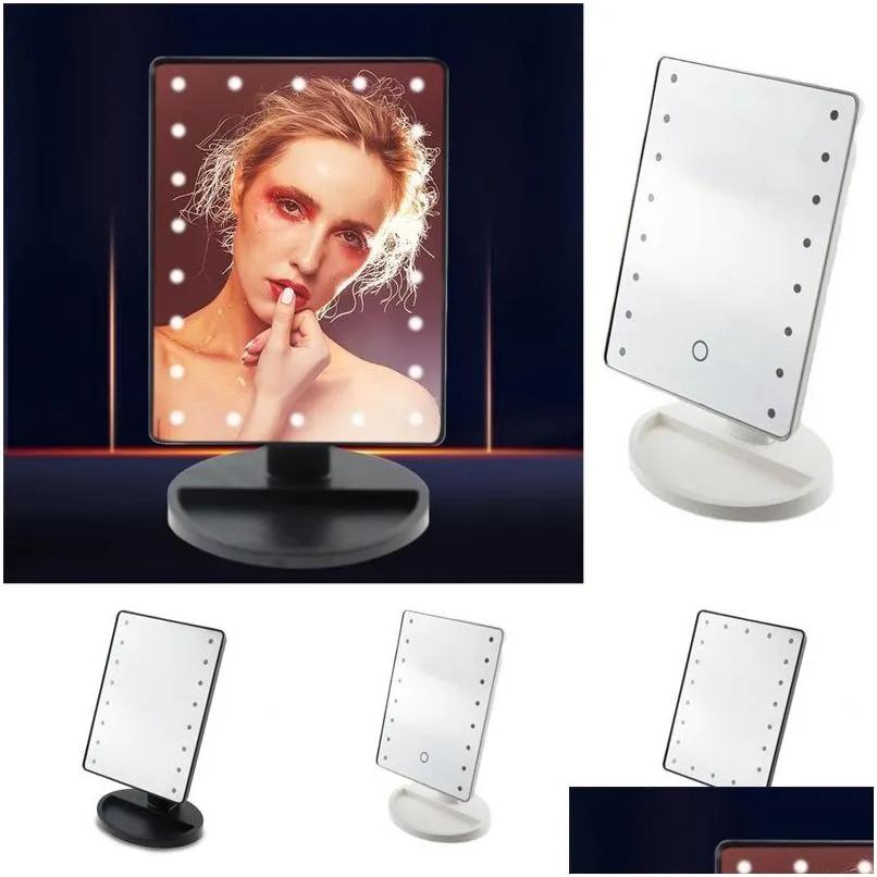Kompakt Aynalar Lady Makyaj Araçları için LED Taşınabilir çamaşır Ayna Lambası Yüksek kaliteli pil tarzı oturabilir 16 Işık ve 22 Stok Amazon Otqeh