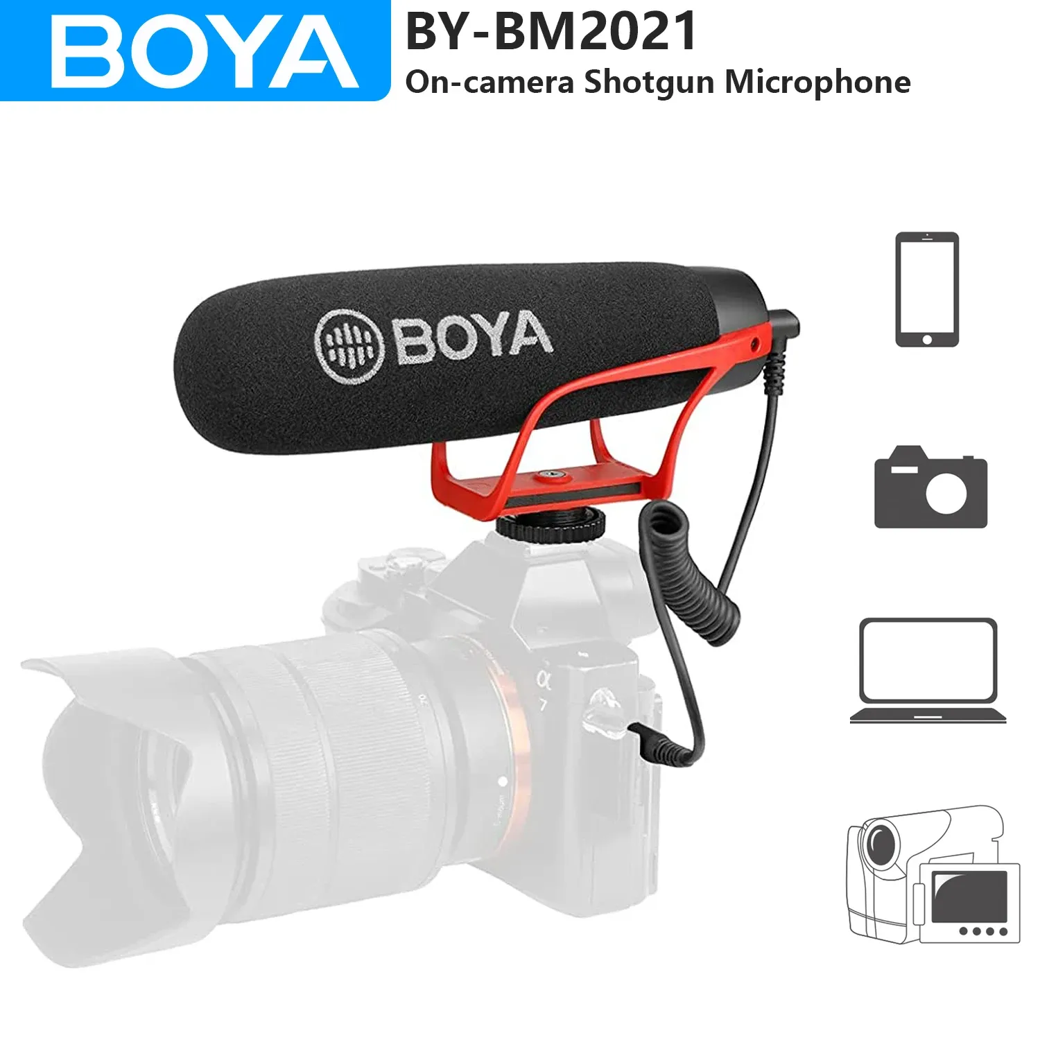 Microphones boya bybm2021 Supercardioid Shotgun Microphone for iPhone andrioid PCスマートフォンDSLRカメラカムコーダーストリーミングYouTube vlog