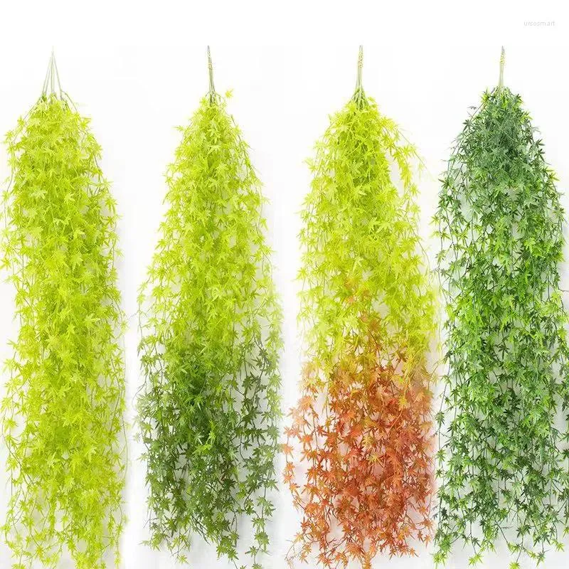 Dekoratif çiçekler 1pc rattan simülasyon bitkisi yeşil ağlayan söğüt duvar asılı su otu dekorasyon