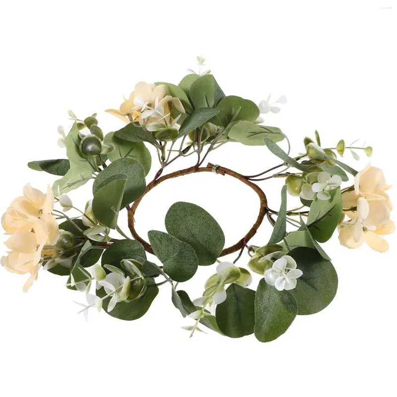 装飾花の収穫祭リング北欧シミュレーションユーカリ葉のベリーリースリングの葉の結婚式の装飾