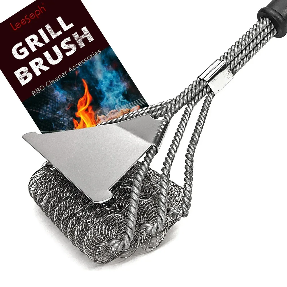 Safe Grill Brush - Bristle Free BBQ Grill Brush - Rust Resistant Stainless Steel Barbecue Cleaner - Great Grilling Accessories 240422