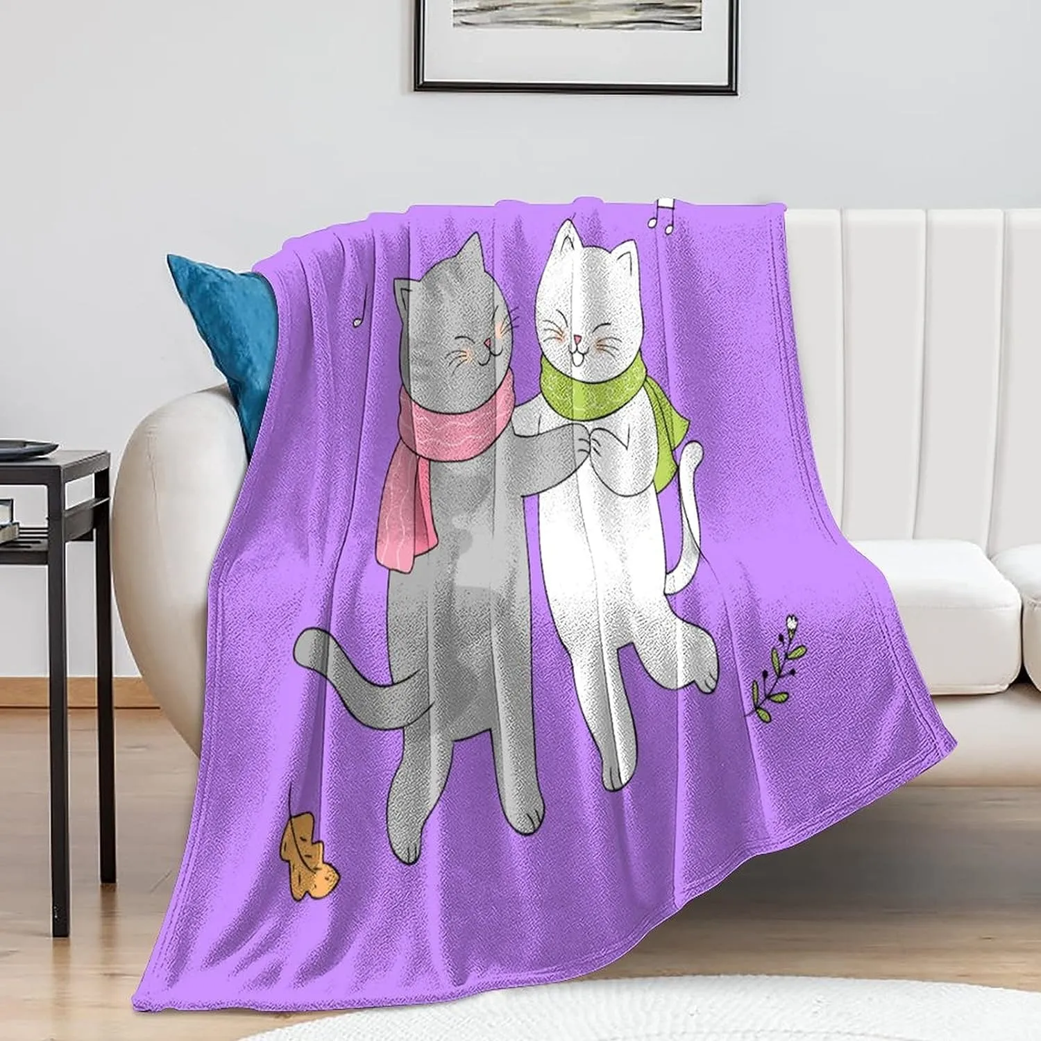 Personalise Blanket Flannel Soft Blankets Art Design Funny Cat Art Music Dance Throws for Home Office traval Car Dormitory Air-Conditioned Rooms Outdoor Indoor