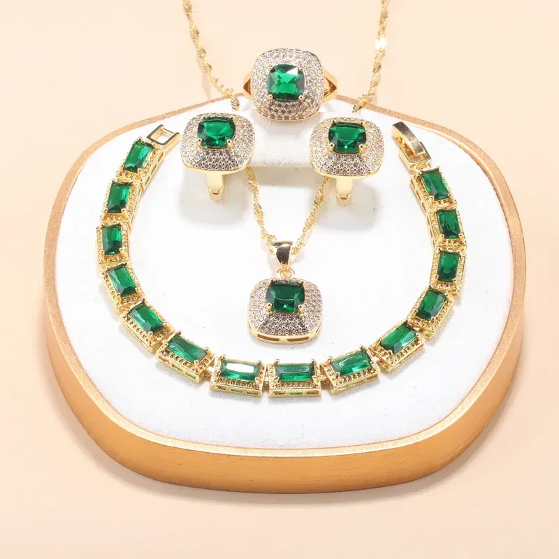 Colliers accessoires de mariage brésiliens 18 carats en or Dubaï de luxe Collier zircon et boucles d'oreilles cerceaux