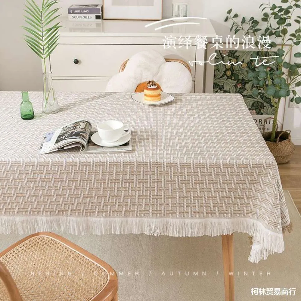 Cotton e lino in lino Instagram Stile rettangolare tavolo da tè rettangolare trucca