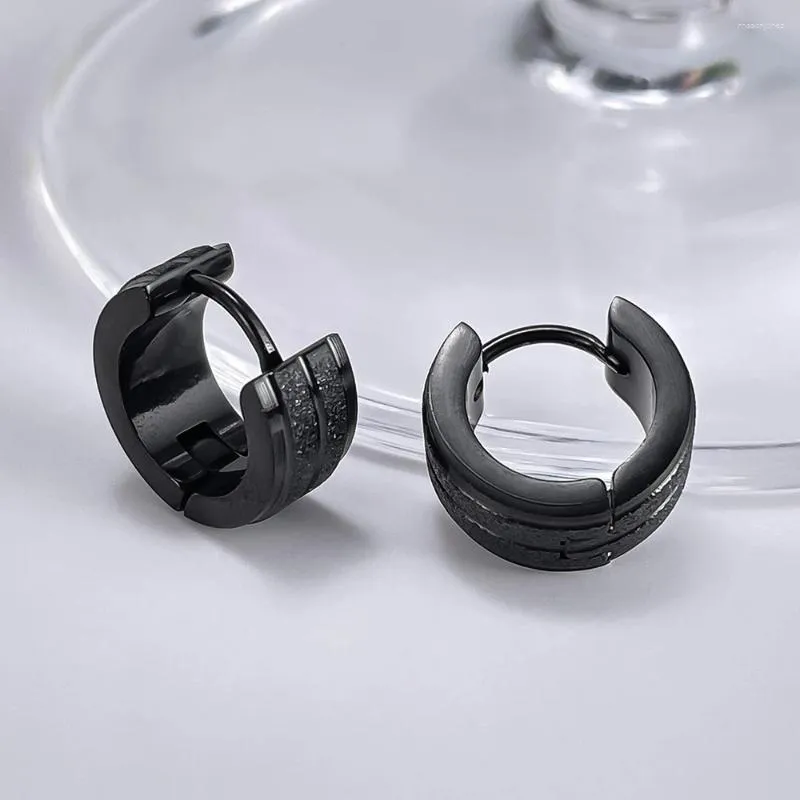 Hoop Earrings JHSL Small Punk Frosted For Men Black Stainless Steel High Quality Fashion Jewelry Dropship