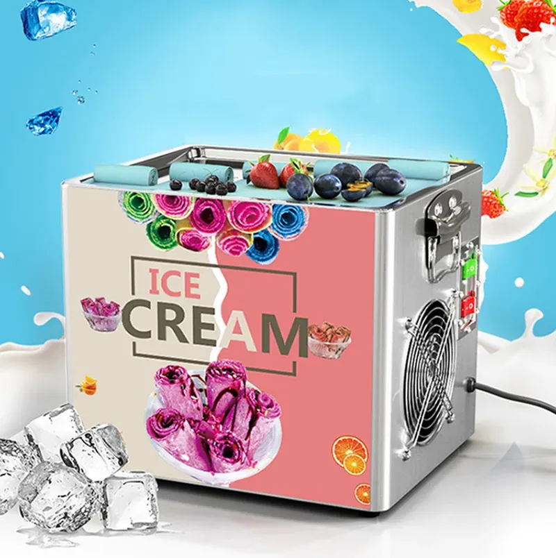 Makers Yogurt Fried Ice Machine Electric Frying Ice Cream Machine Stainless Steel DIY Juice Ice Cream Rolls Maker for Home 110V/220V