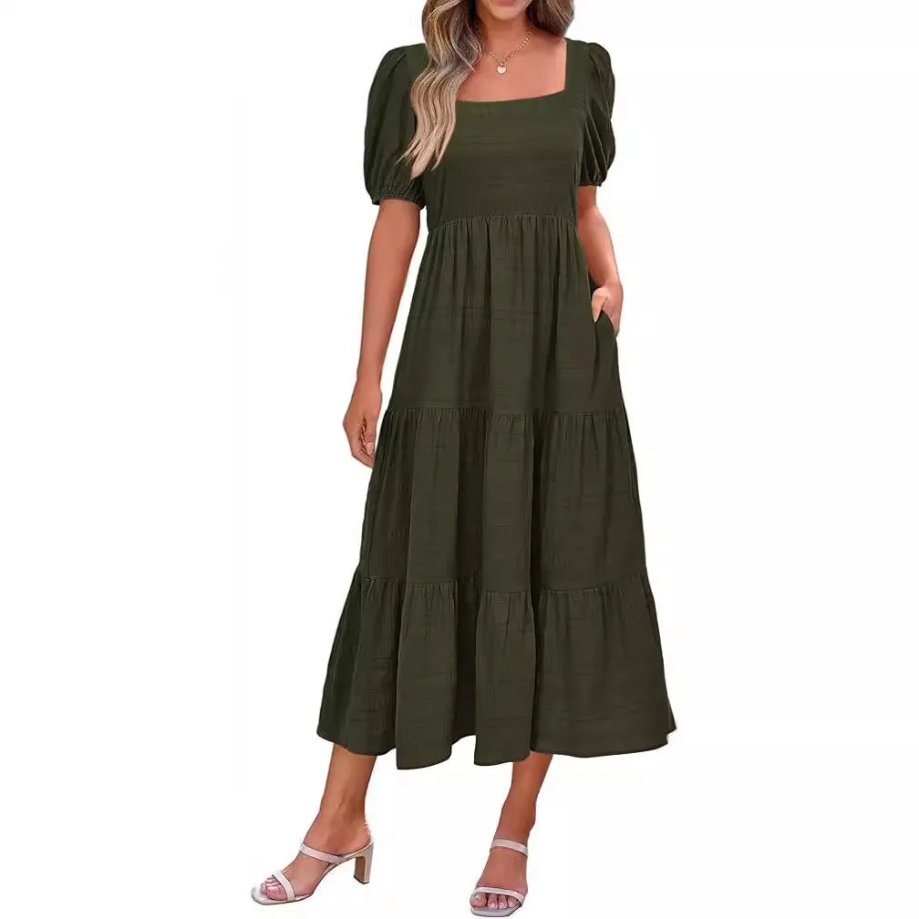 sachin and babi light blue dress Women Summer Casual Midi Dress with Puff Short Lantern Sleeves, Square  Neck, Empire Waist, Smocked A-Line Silhouette, and Pockets from Dhgate  Basic & Casual Dresses