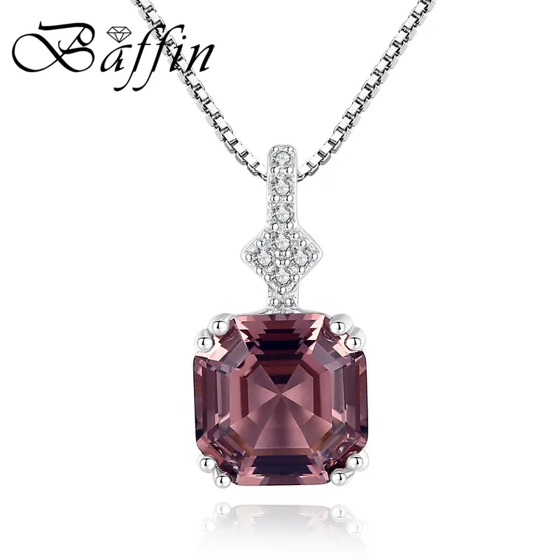 Kolyeler Vintage Square Kozmik Kolye Kolyeleri Gerçek 925 Kadınlar İçin Gümüş Zincir Morganite Doğal Taş İnce Takı