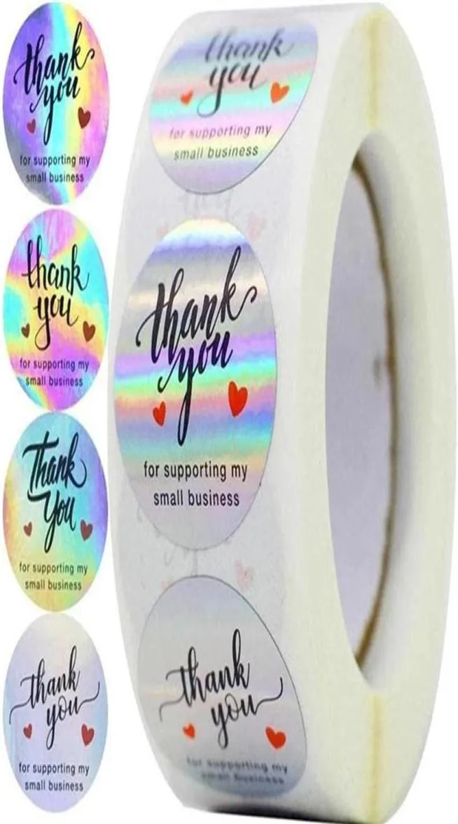 500pcs Rainbow Holo grazie adesivi 4 disegni olografici per aver supportato le mie etichette regalo per piccole imprese Wrap273S273W6143889