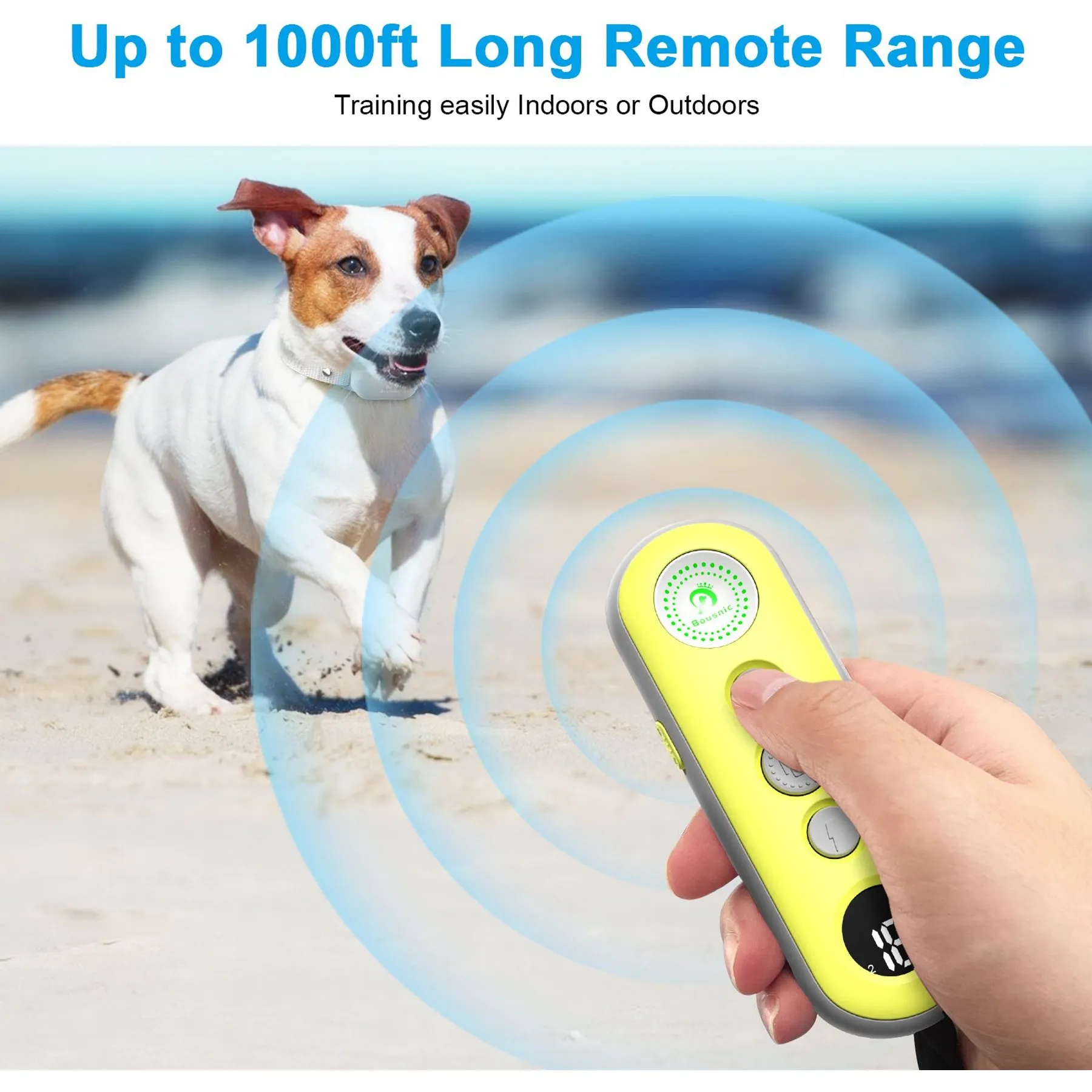 Bousnic Dog Training Collar – Rechargeable Shock Collar With Remote, 1000ft Range, Waterproof, For Dogs 10–120 Lbs