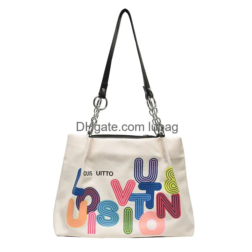 Sacs à provisions Shop Luxury Designer Exhibition Canvas Sac Femmes Grand Capacité INS Style extrêmement simple SHODER Fashion Tote Drop Del Ots4t