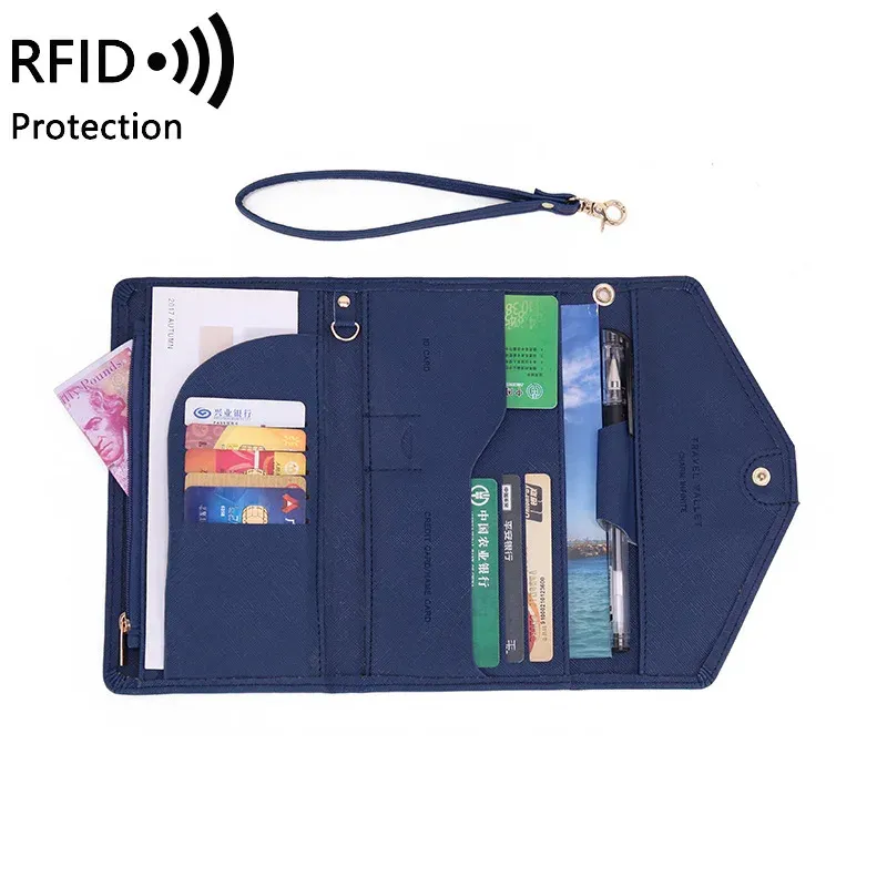 Wallets New Wallet Women's Trifold Multifunction Travel Passport Bag Rfid Passport Book Bag Multifunction Card Id Card Holder