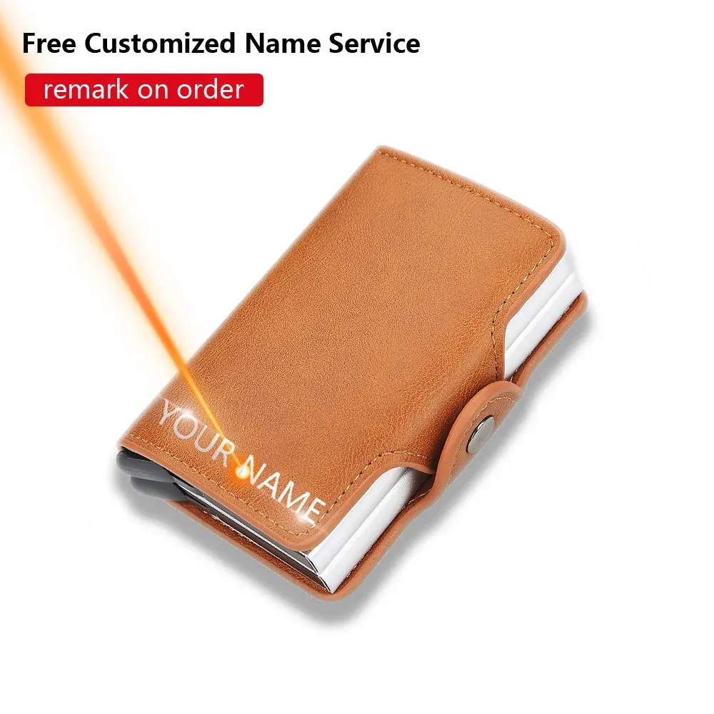 ホルダー2021 RFIDメンカードウォレット無料の名前カスタマイズされたハスプスリムミニウォレット14カードホルダースモールカード財布男性財布