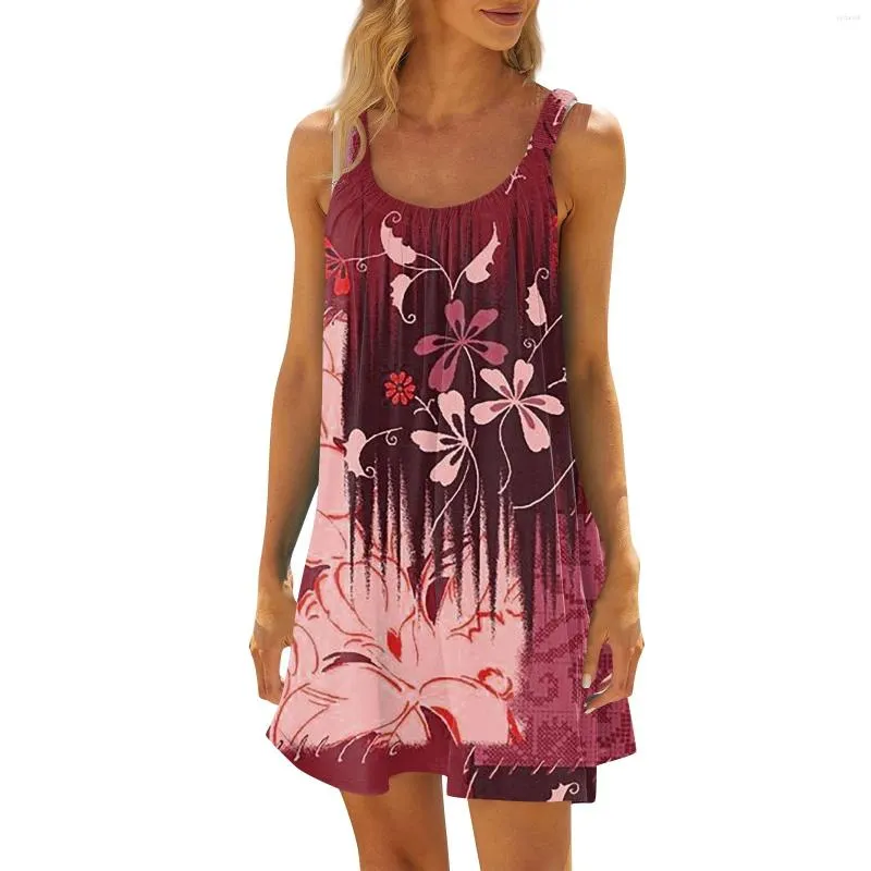 Casual jurken dames mode zomer strand print mouwloze schattige sling jurk officiële winkel elegant en mooi