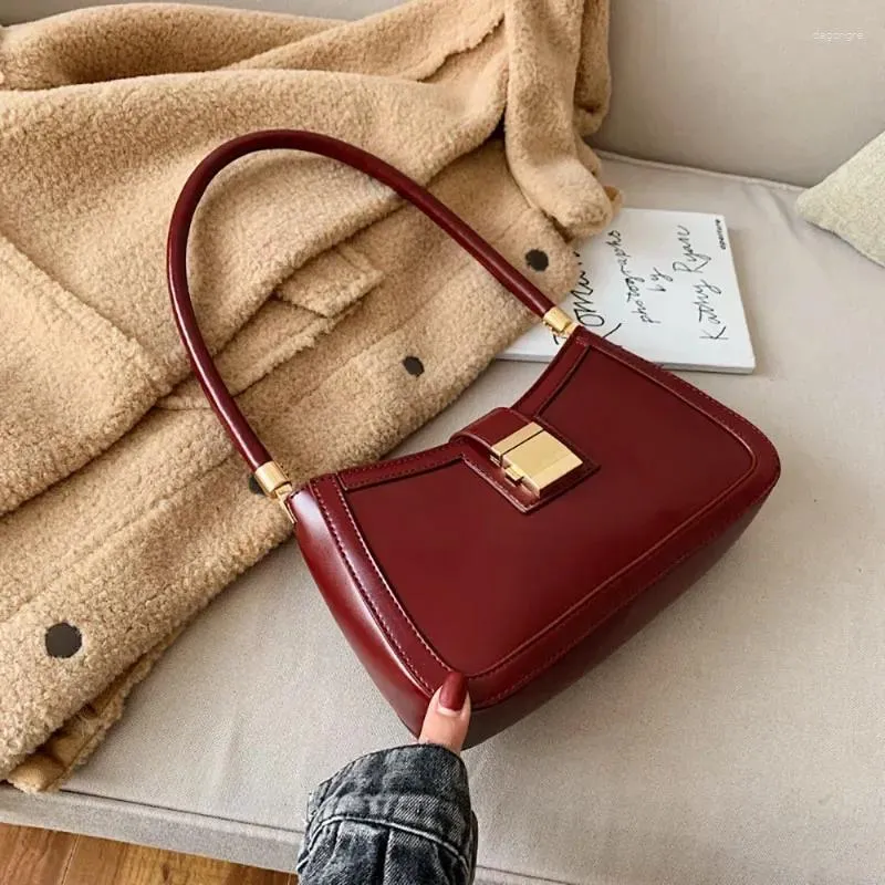 Drawstring French Style Niche Red Underarm Bag Fashion Simple