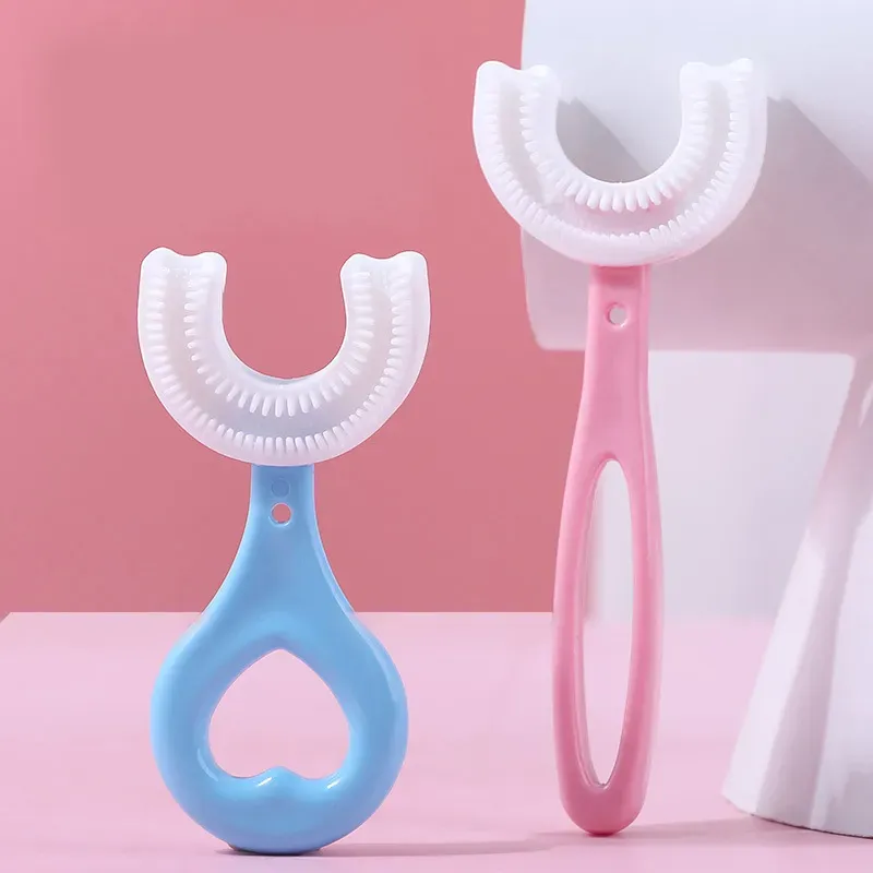 Baby Kids Teethers U-Shaped Toothbrush Toddler Teeth Clean Silicone Brush for Ages 2-12 years Oral Care U-Shape Toothbrush