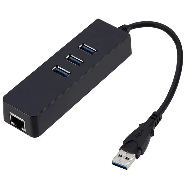 2024 USB3.0 Gigabit Ethernet Adapter 3ポートUSB 3.0ハブUSBからRJ45 LANネットワークカード